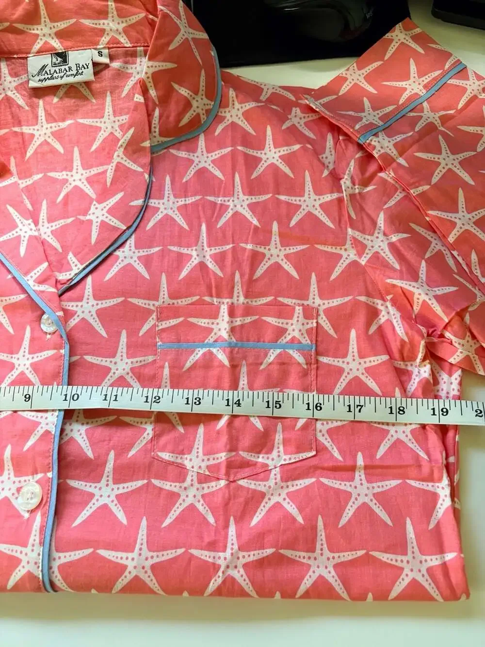 Malabar Bay Pink Starfish Print Cotton Pajama Set Ladies Size Small NWOT - Picture 8 of 12